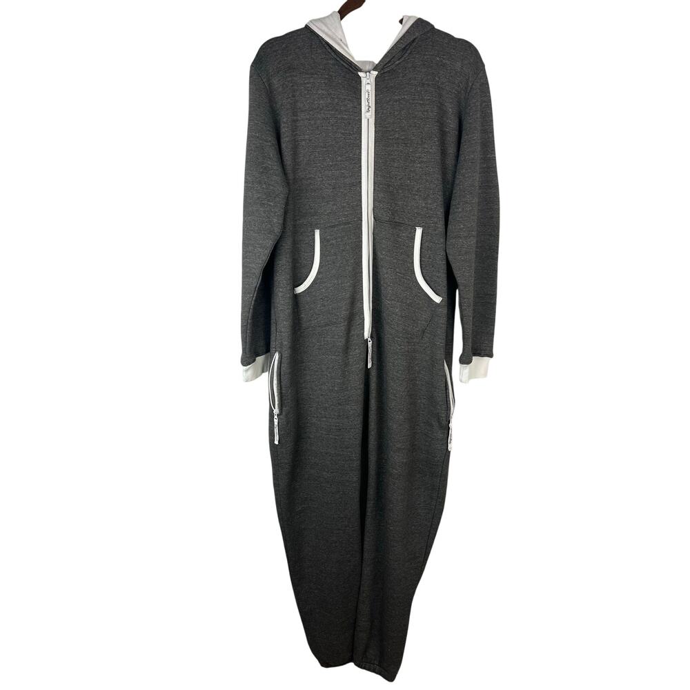 Men's Skyline Fleece Lined Gray Hooded Adult One Piece PJs M